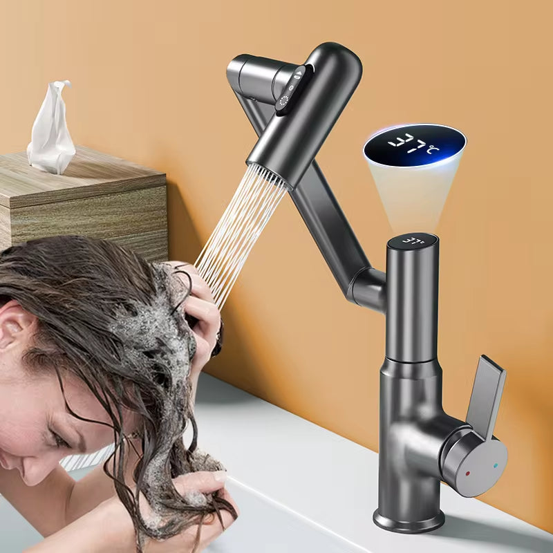 Bathroom faucet with 360-Degree Rotation LED Digital Display