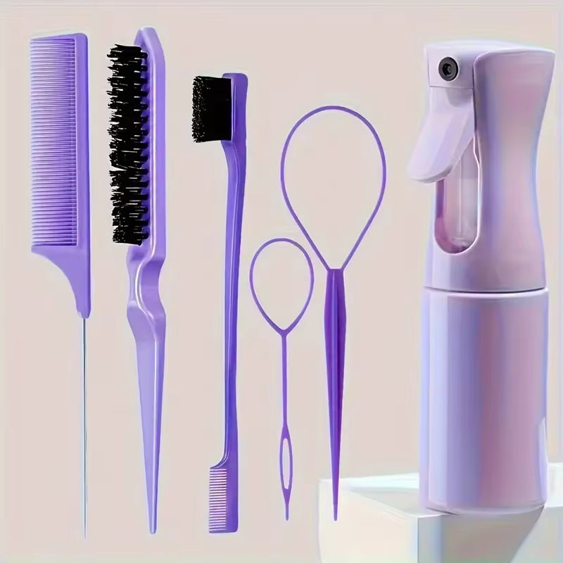 6Pcs Hair Brush Set with misting Spray Bottle Hair