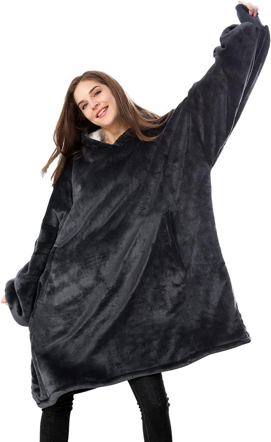 Venustas Oversized Wearable Blanket Hoodie - Ultra-Cozy Sherpa Sweatshirt for All-Ages Warmth and Comfort