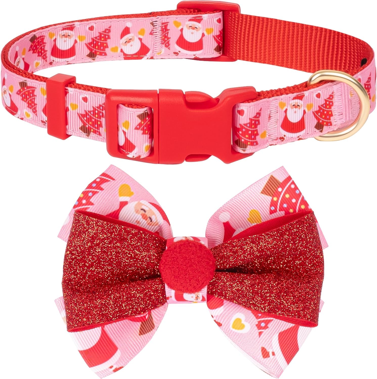 Christmas Bow Tie Dog Collar for Medium Dogs