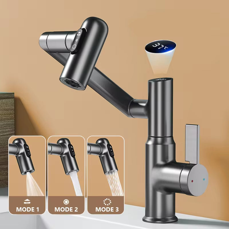 Bathroom faucet with 360-Degree Rotation LED Digital Display