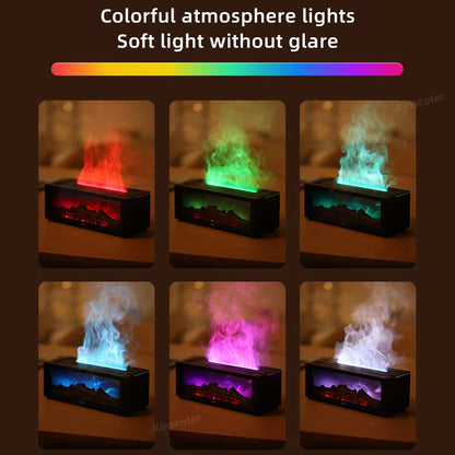 Simulated Fireplace Diffuser with Essential Oil Aroma, Air Humidifier, Timer Remote, and Colorful Night Light – Perfect for Home & Creative Gift