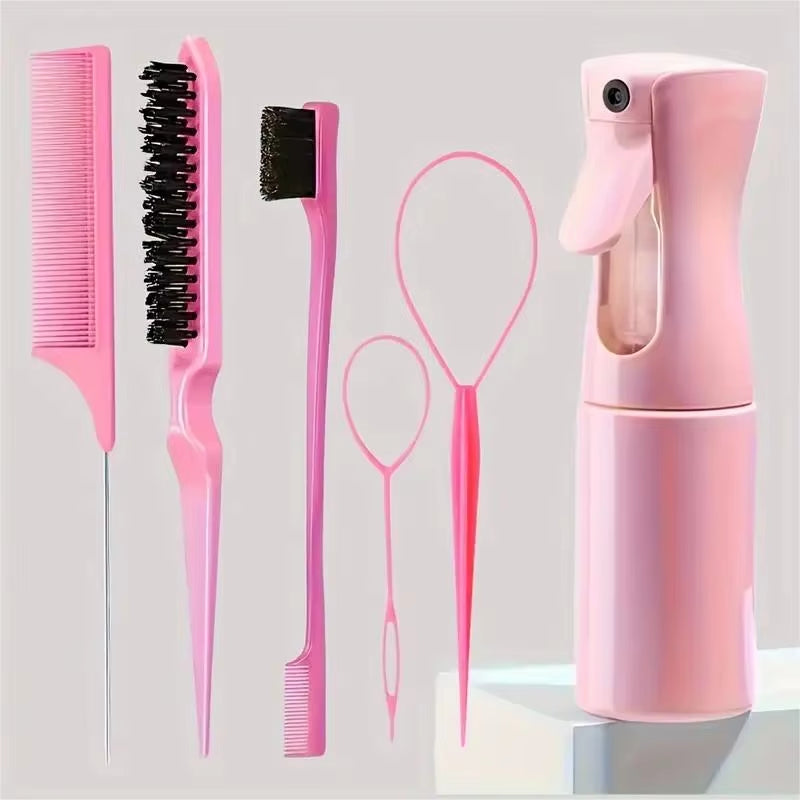 6Pcs Hair Brush Set with misting Spray Bottle Hair