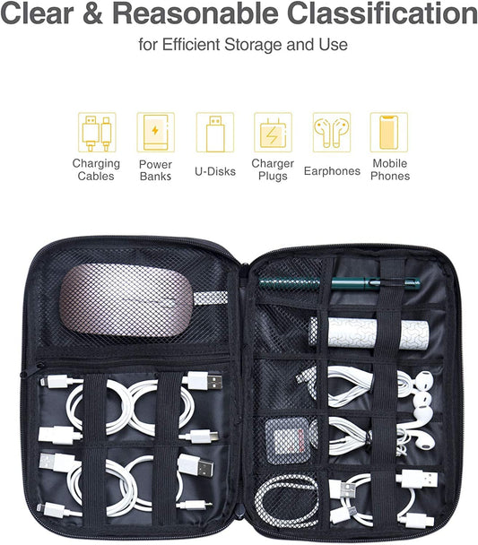 Cord Organizer Travel, Cable Organizer Bag, Electronics Organizer, Cord Storage/Charger Storage/Cable Storage, Compact Tech Bag & Charger Case, Travel Essentials for Electronics Items/Usb,Etc