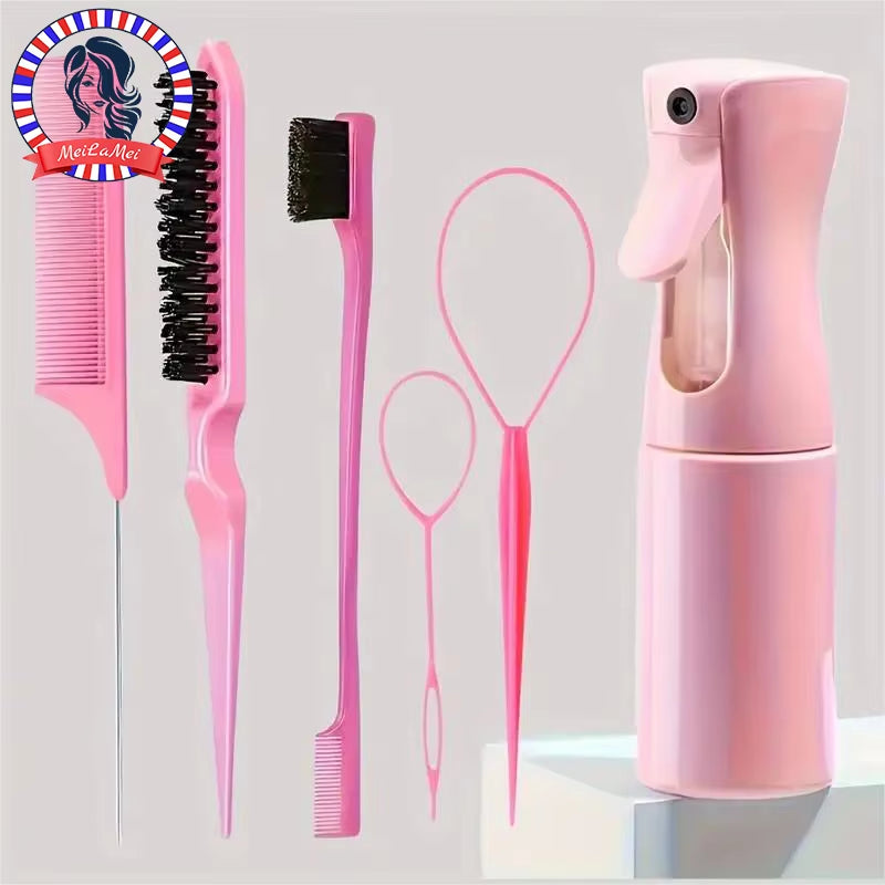 6Pcs Hair Brush Set with misting Spray Bottle Hair