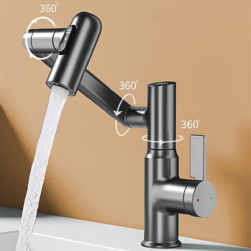 Bathroom faucet with 360-Degree Rotation LED Digital Display