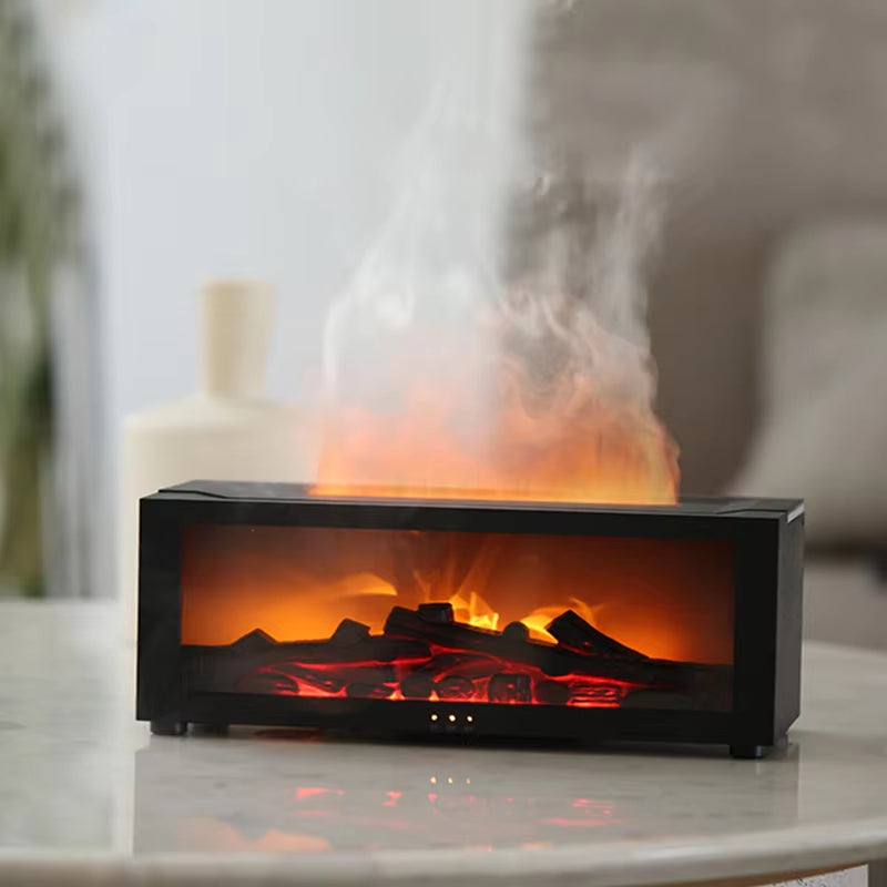 Simulated Fireplace Diffuser with Essential Oil Aroma, Air Humidifier, Timer Remote, and Colorful Night Light – Perfect for Home & Creative Gift