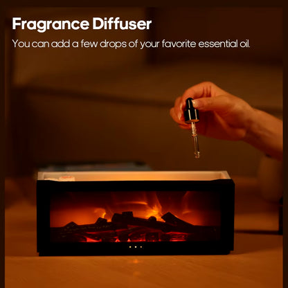 Simulated Fireplace Diffuser with Essential Oil Aroma, Air Humidifier, Timer Remote, and Colorful Night Light – Perfect for Home & Creative Gift