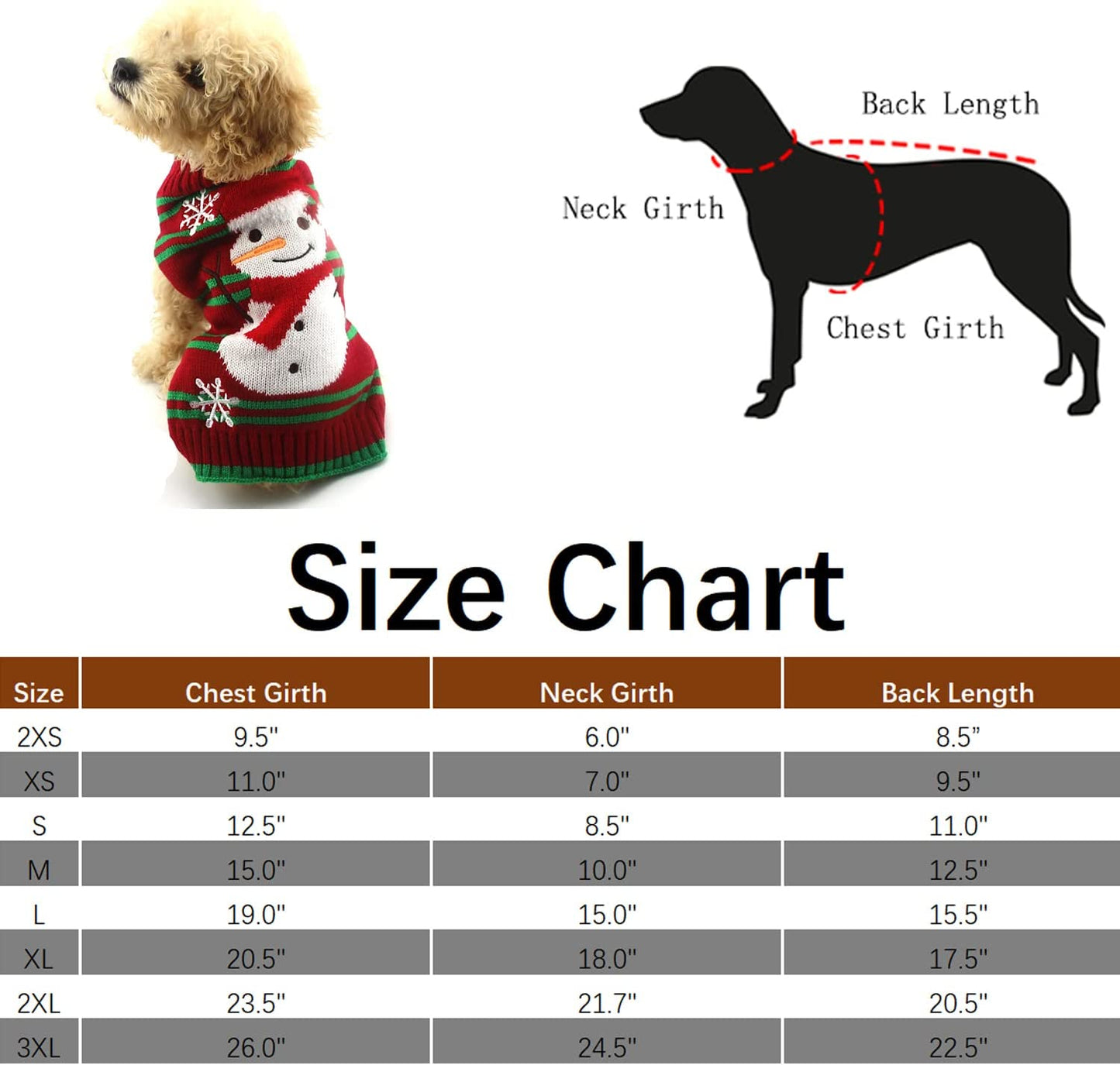 Dog Snowman Holiday Sweater for Small Dogs and Cats - Christmas and New Year Pet Apparel (XXL)