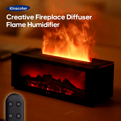 Simulated Fireplace Diffuser with Essential Oil Aroma, Air Humidifier, Timer Remote, and Colorful Night Light – Perfect for Home & Creative Gift