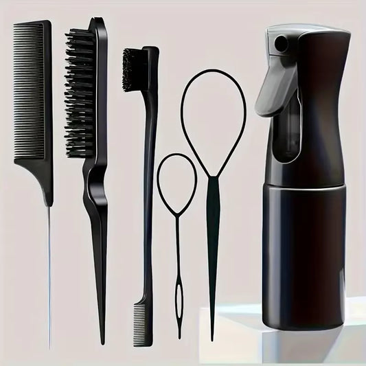 6Pcs Hair Brush Set with misting Spray Bottle Hair